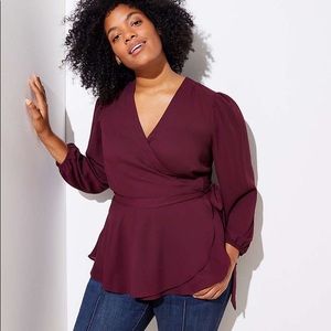 NWT LOFT Burgundy Wrap Top